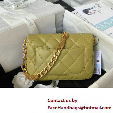 Chanel Lambskin  &  Gold-Tone Metal small flap bag yellow AS4231 2023